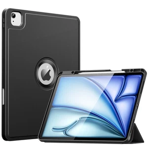 Custodia nera iPad Air 13 pollici M2 M3 Pro 12,9 con portamatite sveglia automatica sonno... - Foto 1 di 8