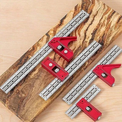 Indexable Combination Square Woodworking Edge Corner Carpenter Angle Meas