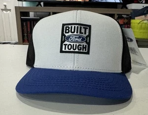 Ford Trucker Snapback Hat "Built Ford Tough" Trucker Cap White Black Blue NWT - Picture 1 of 6