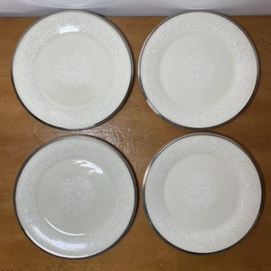 Platos de ensalada Lenox Moonspun platos vintage EE. UU. 8” platino excelente, juego de 4 - Imagen 1 de 9