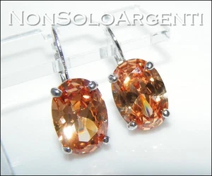 orecchini monachella argento 925 donna zircone cognac ovale beige  - Foto 1 di 1