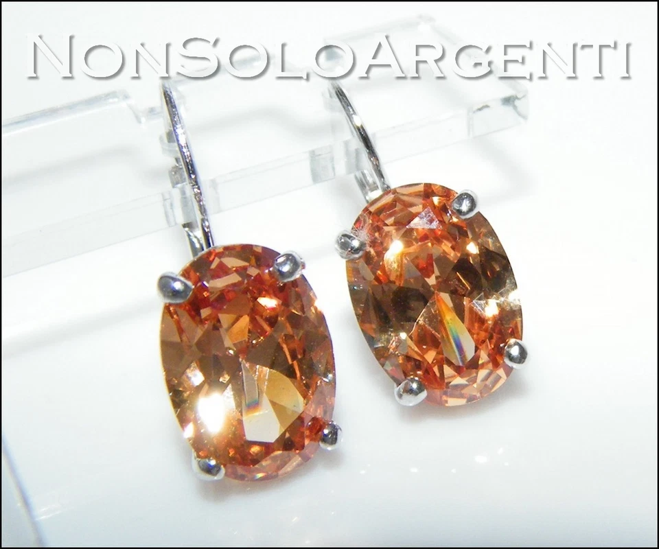 orecchini monachella argento 925 donna zircone cognac ovale beige  - Immagine 1 di 1