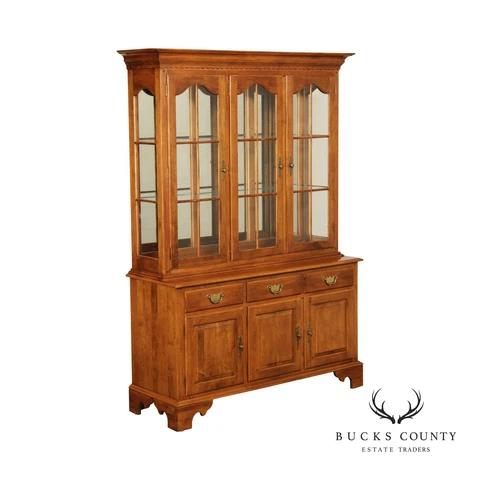 Ethan Allen 'Circa 1776' Two-Piece Maple China Display Cabinet Cover