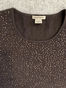 Maglione donna design verticale taglia XL marrone 2 strati cashmere LS - Foto 1 di 4