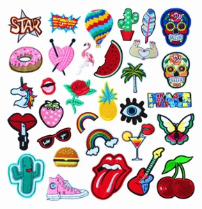 32/60x Iron On Patches Embroidered Cartoon No Sewing Patches For Clothes Jeans - Picture 1 of 24