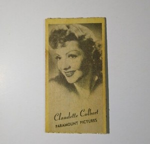 c1942 CLAUDETTE COLBERT movie star card PEERLESS WEIGHING SCALES VENDING MACHINE