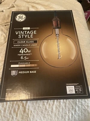 GE Giant Vintage Style LED 40W 6.5W PS52 Warm Candle Light Clear Glass Bulb - Image 1 of 4