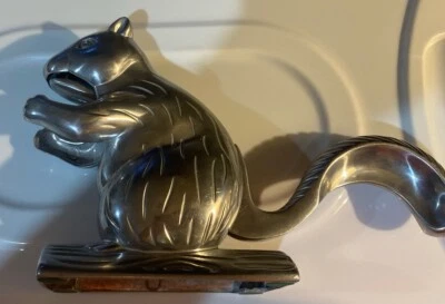 Squirrel Nutcracker Nut Cracker Mechanical Cast Aluminum Silver Color Vintage - Image 1 of 4