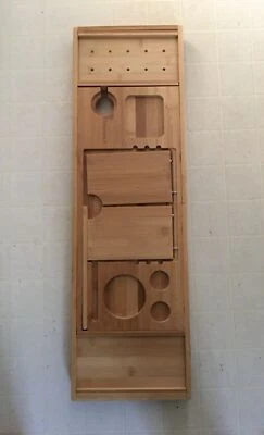 Carrito de bañera extensible plegable premium soporte de bandeja de bañera de madera de bambú Foto 1 de 4