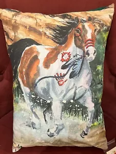 Ausreißer Pony Pferd Pferde dekorativer Überwurf Kissendruck von Pat Wiles 12 x 16 Zoll - Bild 1 von 1