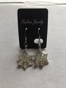 One Pair Sparkly Snowflake Christmas Earrings - Picture 1 of 4