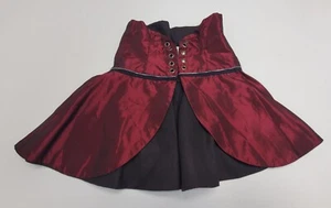 Asian Japan Inspired Cinched Lace Up Waist Skirt Overlay Gothic Burgandy & Black - Picture 1 of 16