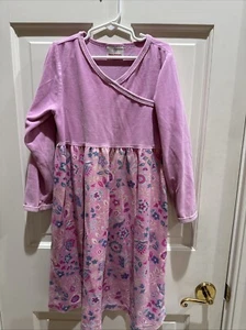Hanna Andersson Girl’s Size 6-7 Long Sleeve Pink Floral Velour Dress - Picture 1 of 5