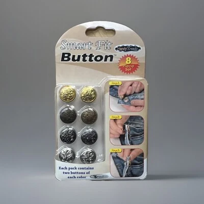 HANDY TRENDS SMART FIT BUTTON FIX POPPED OFF JEANS PANTS SHIRTS 8 PIECE SET NEW - Image 1 of 4