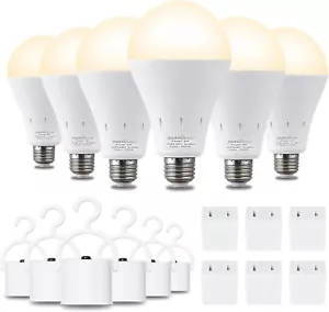 6 Pack Rechargeable Emergency Light Bulbs, Battery Powered LED Light Bulb 3000K - Picture 1 of 5