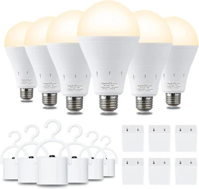 6 Pack Rechargeable Emergency Light Bulbs, Battery Powered LED Light Bulb 3000K - Image 1 of 4