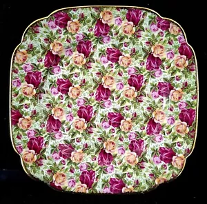 ROYAL ALBERT ALTE LANDROSEN CHINTZ SAMMLUNG QUADRATISCHER SALATTELLER 7 1/2 ZOLL - Bild 1 von 4