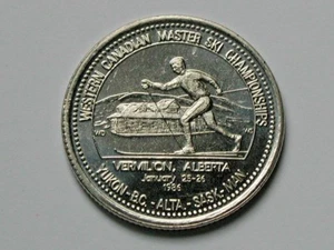 Vermilion AB CANADA 1986 Trade DOLLAR Token for Cross-Country Ski Championships - Picture 1 of 2