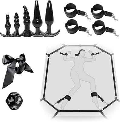 SIXFEELINGS BDSM Bondage Set Bettfesseln,Bondageset Fessel Set 8 Stück,Handschellen Sex Bett