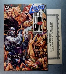 LOBO: BLAZING CHAIN of LOVE 1 (NM- 9.2) AUTOGRAPHED by ALAN GRANT includes COA * - Picture 1 of 9