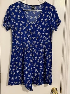 Mameluco Wild Fable Manga Corta Cuello en V Talla M Azul Cobalto Floral 100% Rayón - Imagen 1 de 7