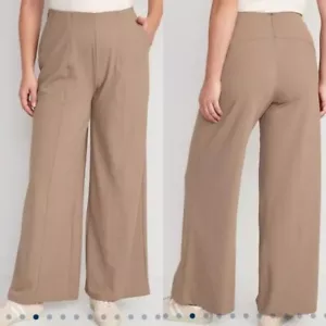 NWT Old Navy High Waisted Powersoft Wide Leg Pants WOMENS SIZE 2x BEIGE TAN - Picture 1 of 8