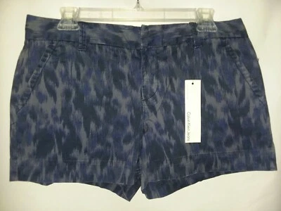 Calvin Klein Jeans 2 Tone Blue Pattern Shorts Womens Sz 10 NWT Pockets Walking  - Image 1 of 4