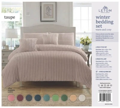 Juego de cama LETOM de franela cálido y acogedor de 6 piezas, funda nórdica/edredón, terciopelo acanalado Foto 1 de 4