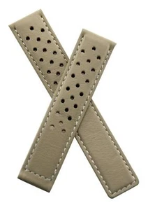 19/18 mm IVORY/WHITE SPORTS PERFORATED LEATHER STRAP to fit TAG Heuer CARRERA - Picture 1 of 3