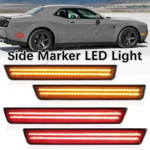 4x For 2015-2023 Dodge Challenger Smoked Front Rear Bumper LED Side Marker Light - Picture 1 of 11