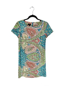 Talbots Dress Womens 2P Petites Green Shift Floral Short Sleeve Silk - Picture 1 of 9