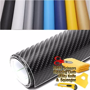 Premium 4D Gloss Carbon Fiber Vinyl Wrap Film Sticker Bubble Free Air Release - Picture 1 of 26