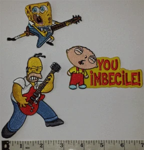 THE SIMPSONS HOMER SPONGE BOB FAMILY GUY PLAYING GUITAR MUSIC PATCH LOT - Picture 1 of 1