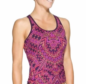 Athleta Cayo Coco Ready To Run Tankini Swim Top S Purple Scoop Neck Women 553782 - Picture 1 of 7