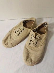 Girls Youth Toms Flat Shoe Sneaker Lace Up Beige Size Y5 - Picture 1 of 7