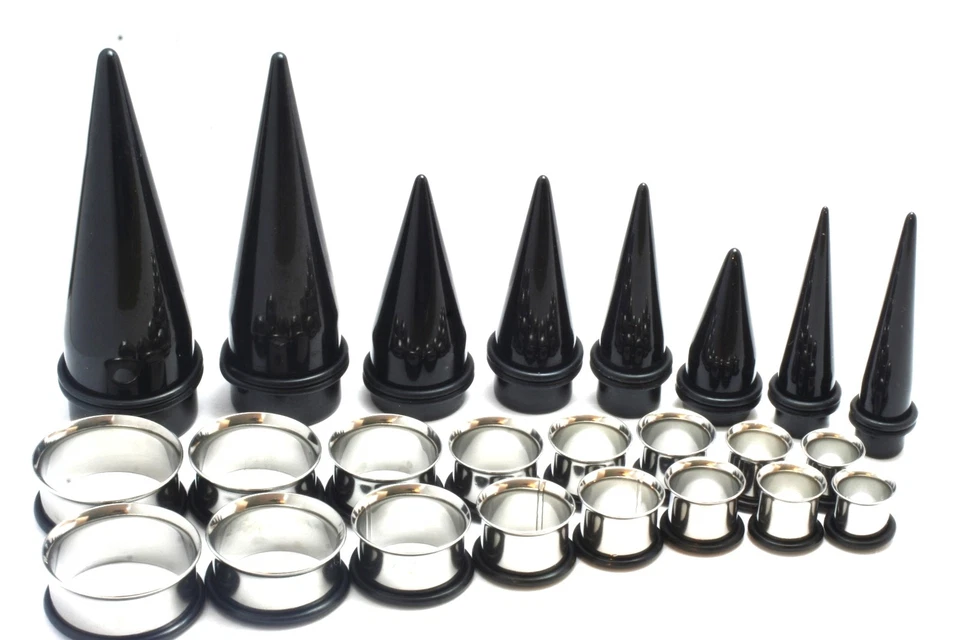 00g-1" KIT ESTIRAMIENTO OREJA TAPONES + CONOS 1/2 9/16 5/8 10mm 25mm medidores Foto 1 de 1