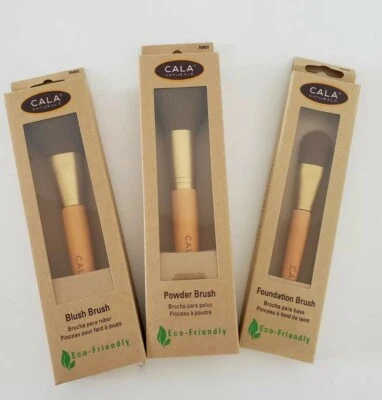 3 peças pincel de maquiagem ecológico de bambu Cala base tez blush pó - Imagem 1 de 4
