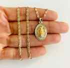 14k Solid Gold 1" Virgin Mary - 14k Gold Virgen Guadalupe 16" Necklace- Pt330