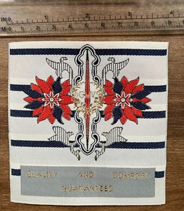 Vintage Quality and Comfort Guaranteed Embroidered Sew-On Patch - Floral Stripe - Picture 1 of 3