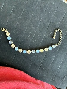 Bracciale Tennis Stile Sabika Argento Set Chiusura Cristallo Blu/Argento - Foto 1 di 4