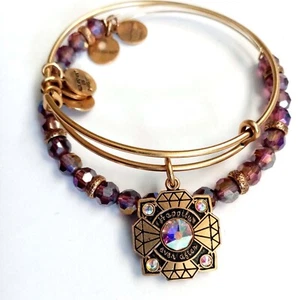 ALEX AND ANI Retro Glam Gleaming Blush beaded bracelet+bride bangle Set of 2 NEW - Picture 1 of 5