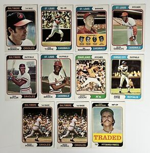 1974 TOPPS MLB | Baseball LOT of 11  | VINTAGE | Orioles, Cardinals, Royals, A’s