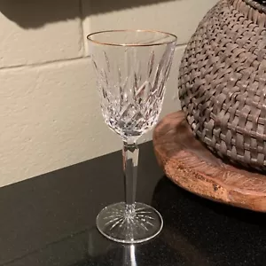 Waterford Crystal Golden Lismore Tall 8 1/4" Water Goblet Seahorse Mark Pristine - Picture 1 of 10