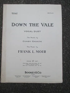 DOWN THE VALE Noten 1926 Gunby Hadath Frank L. Moir Vintage Klavier - Bild 1 von 3