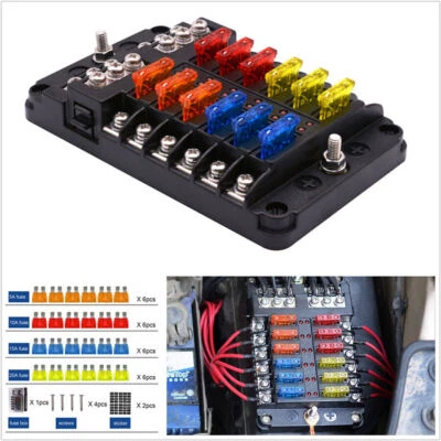 Caja portafusibles hoja 12/24V coche SUV barco marino + 24*fusibles 5A/10A/15A/20A Foto 1 de 4