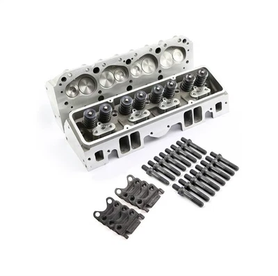 SBC Chevy 350 Complete Straight Aluminum Cylinder Heads 190cc 64 Studs G Plates Foto 1 de 4