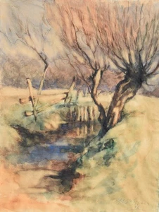 Richard Eggers 1905-1995 Jork / Aquarell 1946 Weiden / Elbe Altes Land Stade - Picture 1 of 19