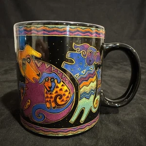 Laurel Burch Dogs 2014 Ceramic Coffee Mug Artistic Collection Blue Purple - Picture 1 of 22