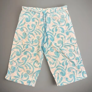 Alfani Intime Damen Knie Shorts Gr. M türkis weiß Blumenmuster Pyjama Kordelzug - Bild 1 von 10