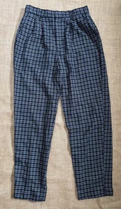 Pantalones a Cuadros Vintage Negro Azul Blanco 4 6 Dark Academia Cottage Core Preppy - Imagen 1 de 6